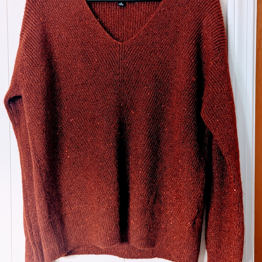 INC International Concepts Women's V-Neck Sweater - Rust